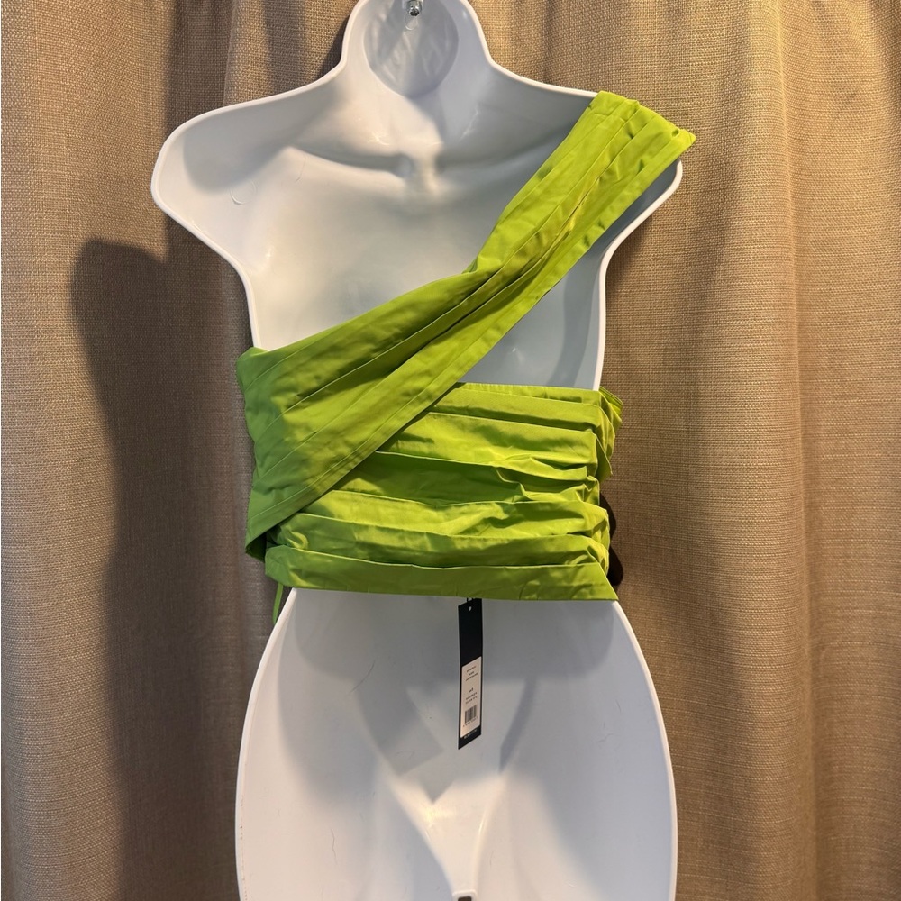 One-Shoulder Green Ruched Top - Picture 2 of 2